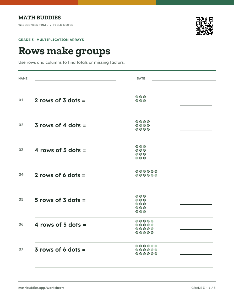 Preview of Multiplication arrays worksheet