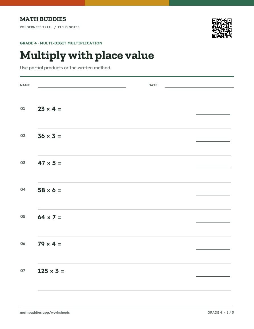 Preview of Multi-digit multiplication worksheet